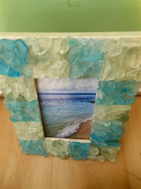 beach glass picture frames|More.